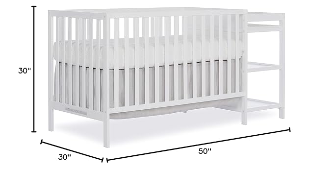 Dream On Me Synergy 3-in-1 Convertible Full-Size Baby Crib & Changer, White, Open Storage, GreenGuard Gold & JPMA, Pinewood, Converts to Day & Toddler Bed, 4 Mattress Heights, 1″ Changing Pad,