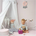 Bed Canopy with Pom Pom Cotton Canopy for Kids Crib Baby Girl Netting Cover Canopy Crib Curtain Reading Nook Hanging Tent Nursery Play Game Castle Room Decoration (White)