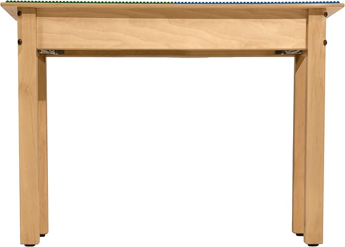 Contender Time-2-Play Montessori Toddler's 30.75" Rectangular Plywood Blue & Green Lego Blocks Compatible Table with Shelf, Solid Wood Desk for Playroom/Daycare/Preschool [18" Long Legs]