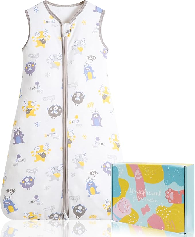 XUNTA 0.5 TOG Sleep Sack 100% Cotton Wearable Blanket, Summer Lightweight Toddler Sleeping Bag with 2-Way Zipper for Boy Girl