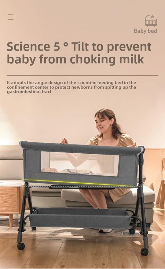 Nine point nine Baby Bedside Bassinet, Baby Bassinet Bedside Sleeper, Next to Me Crib with Wheels, Foldable Co-Sleeping Bed Crib for Newborn (X3 Khaki)
