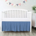 100% Egyptian Cotton, Nursery Crib Toddler (28" x 52" + 16") 800 Thread Count Crib Skirt Dust Ruffle, Bedding Skirts for Baby Boys or Girls, 16" Drop, Medium Blue Solid