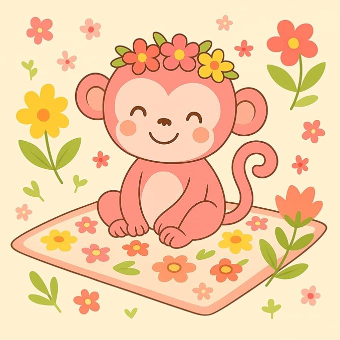 Kids Throw Blanket – Soft Cotton Toddler Blanket with Floral Monkey & Butterfly Pattern, Lightweight Breathable Bed Throw with Stitched Edges, 40 x 60 in (101.6 x 152.4 cm)