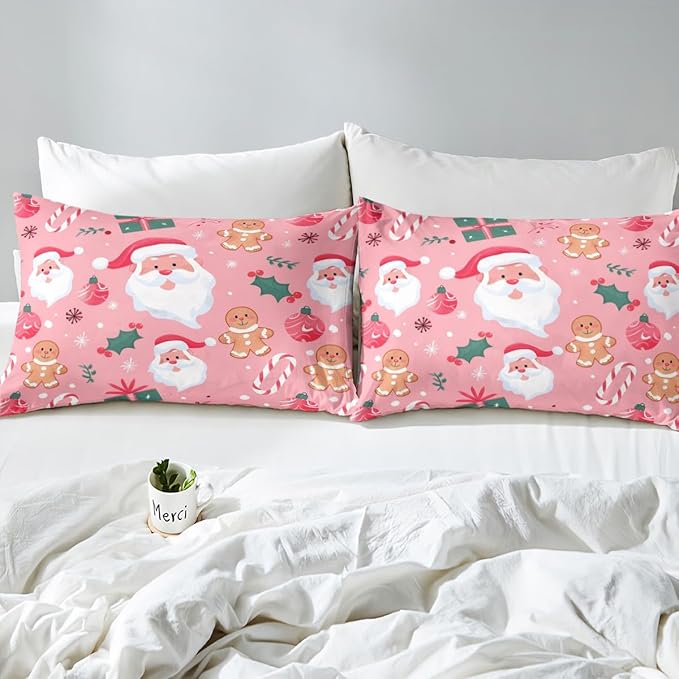 Feelyou Merry Christmas Bedding Set Christmas Duvet Cover for Kids Boys Girls Cookies Candy Comforter Cover Christmas Tree Bedspread Cover Bedroom Collection 2Pcs Twin Size,No Comforter