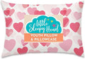 Little Sleepy Head Youth Pillow with Pillowcase 16x22, Soft Jumbo Toddler Pillows, Hypoallergenic Pillow Case - Best Kids Pillows for Sleeping, Perfect Kids Travel Pillows (Heart Pink)