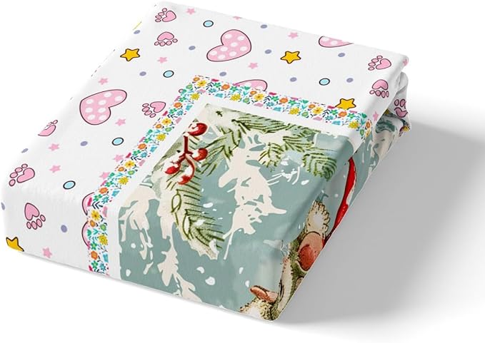 Feelyou Christmas Bedding Set Xmas Tree Snowflake Duvet Cover for Kids Boys Girls Cartoon Mouse Love Print Comforter Cover Cute Animal Bedspread Cover Bedroom Collection 3Pcs King Size,No Comforter