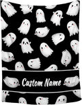Custom Halloween Ghost Blanket | Personalized for Boys Girls | Plush Cozy Name Blanket | Halloween Decor Gifts | 90"x120"-Family's/King Size