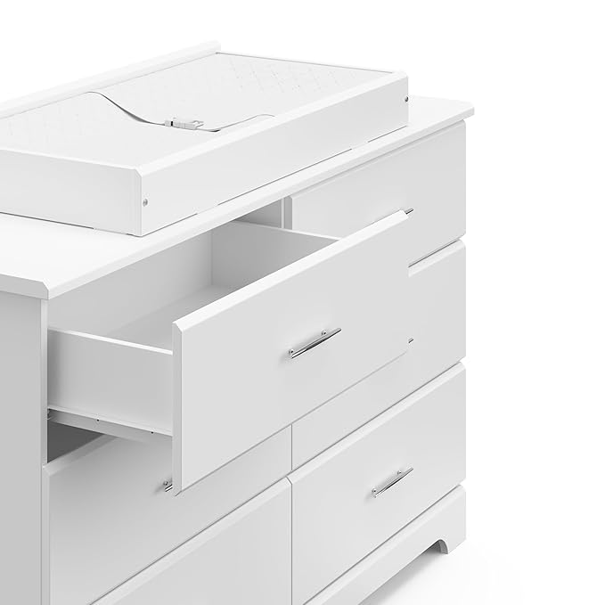 Storkcraft Brookside 6-Drawer Dresser (White) – GREENGUARD Gold Certified, White Dresser for Bedroom, Kids & Nursery Storage Chest, Safety Interlocking Drawers, Pre-Installed Tracks, Kids Chest