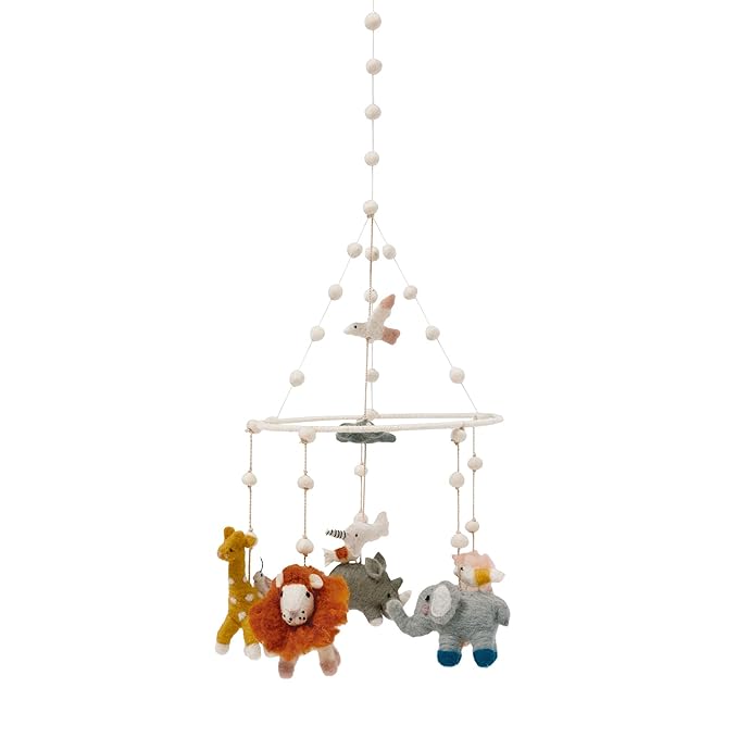 Pehr Classic Wool Felt Baby Mobile, Into The Wild | Handmade Nursery Décor | Includes Gift Box | Ethical & Enchanting | 28” x 9”