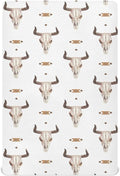 Western Bull Skull Crib Sheets Soft Breathable Fitted Baby Crib Sheets Mattress Cover for Girl Boys, 52" x 28" x 9"