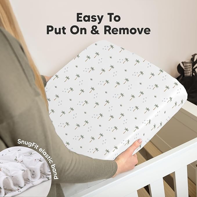 KeaBabies 2-Pack Organic Crib Sheets for Boys, Girls - 52x28 Fitted Crib Mattress Sheet Neutral, Breathable Jersey Cotton Cover for Baby Bed, Toddler Mattress, Soft & Cute Prints (Roarsome)