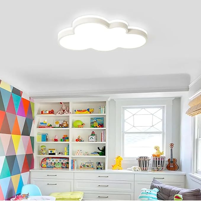 Dimmable LED Flush Mount Ceiling Light Fixture with Cloud Shape,42W 27Inch Close to Ceiling Lamp Modern Lights for Bedroom Kitchen, White Recessed Indoor Lighting 3000K-6000K Light Color Adjustable