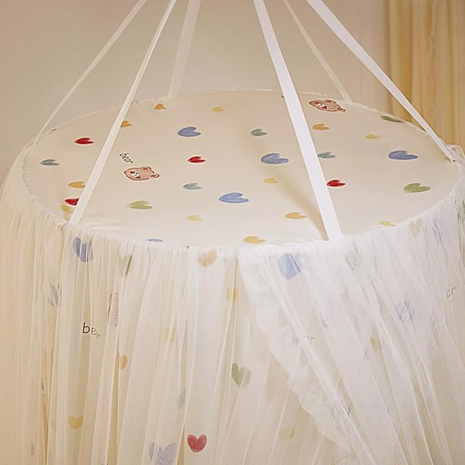 Bed Canopy for Girls, Double Layer Dome Mosquito Net Princess Canopy for Girls Bed Room Decor Reading Nook (Lovely Bear)