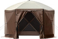 10 x 10 FT Gazebo Tent, Pop Up Design Camping Gazebo Tent, 6-Sided Pop-up Canopy Shelter Tents Portable 8 Person Gazebos Screen Tents for Camping and Backyard Activities