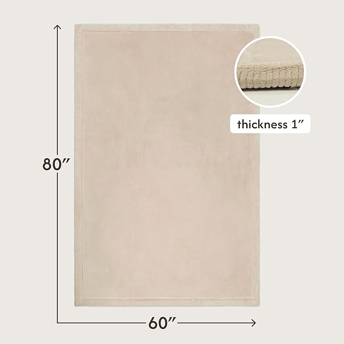 Hakuna Matte Premium Baby Play Mat 60”x 80” Beige – Cloud-Soft Coral Velvet Memory Foam Rug for Crawling & Play – Non-Slip, Water-Resistant, Care Tummy Time Mat – Non-Toxic Padded Playmat