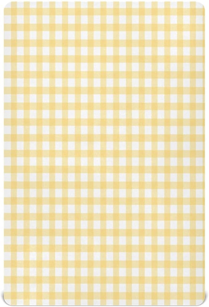 Yellow Gingham Crib Sheets for Boys and Girls, Fitted Baby Crib Sheets Soft and Breathable Mini Crib Sheets 52 X 28 Inches