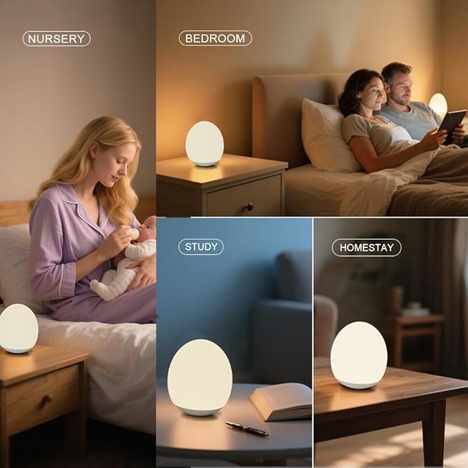 Silicone Baby Night Light,Egg Night Light for Baby Nursery, 7 Colors Changing & 30-Min Timer Portable Nursery Night Lamp forBaby Nursery & Kids Bedroom,DIY Hand - Painted Custom Lamp