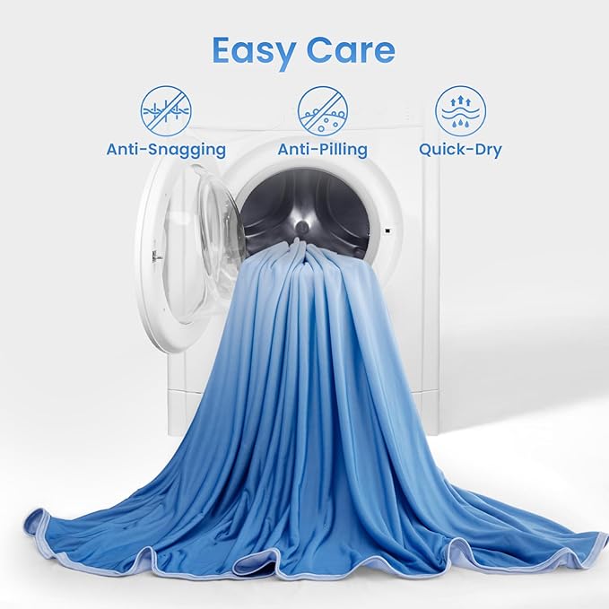 LUXEAR Cooling Blanket, Double-Sided Q-Max>0.5 Arc-Chill Summer Cold Blanket for Bed Sofa Chair Travel, Absords Heat to Keep Body Cool for Hot Sleeper & Night Sweats Adult Kids - Gradient Blue
