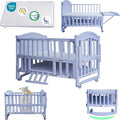Portable Mini Baby Crib 4 in 1 with Memory Foam Mattress(38" by24) Included, Cunas para Bebes Convertible Crib with Foldable Storage Baby Playpen Bassinet Bedside Sleeper Bed (Gray)