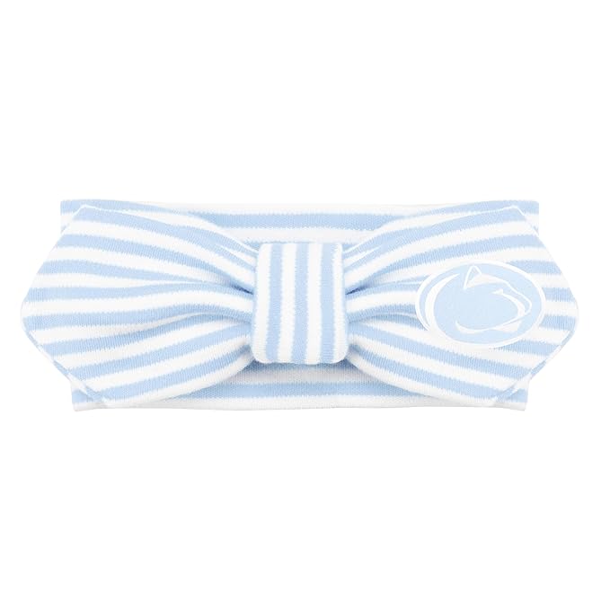 Creative Knitwear Penn State Nittany Lions Infant Girls Light Blue/White Striped Hair Knot Headband Embroidered Logo - Size Newborn - 4T