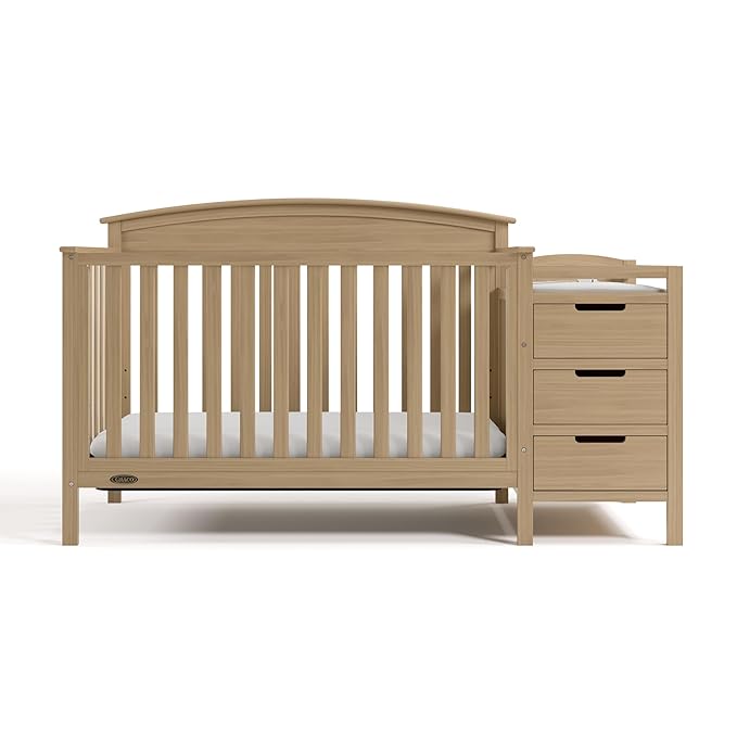 Graco Benton 4-in-1 Convertible Crib and Changer (Driftwood) – GREENGUARD Gold Certified, Crib & Changing Table Combo, Water-Resistant Changing Pad, Converts to Toddler Bed, Daybed and Full-Size Bed