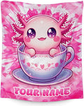 Custom Axolotl Blanket - 30" x 40" Inches Axolotl Gifts for Girls - Fuzzy Plush Flannel Kids Throw Blanket Stuff for Crib, Lap