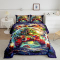 Video Games Kids Comforter Set Twin Size,Christmas Tree Snowflake Bedding Set for Boys Girls Room Decor,Merry Christmas Gamer Quilt Set 2Pcs,Xmas Red Gamepad Microfiber Duvet Insert,1 Pillowcase