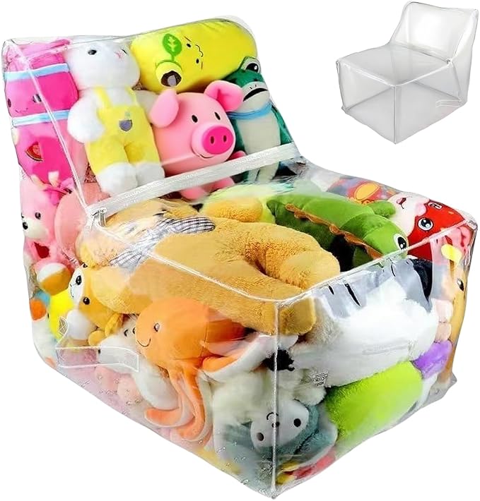 Stuffed Animal Storage Beanbag - Plush Toy Organizer Seat Cover, Durable Soft Fabric, Comfortable Lounge Cushion | Bean Bag Chair for Adults Kids Room Decor Floor Bed Couch Relaxing Space