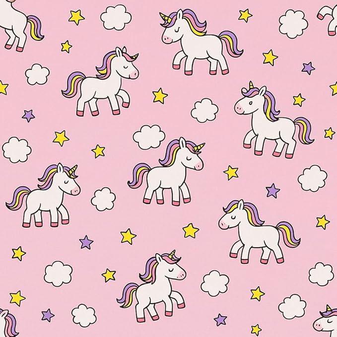 Kids Throw Blanket – Soft Cotton Toddler Blanket with Unicorn, Star & Cloud Pattern, Lightweight Breathable Bed Throw with Stitched Edges, 40 x 60 in (101.6 x 152.4 cm)