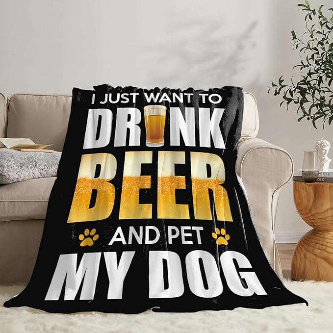 Tijuboni Beer Throw Blanket Beer Gifts for Men Women Adults Soft Flannel Fleece Blanket for Couch Sofa Bed Home Decor 40"x50"