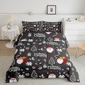 Christmas Comforter 3 Pieces Santa Claus Comforter Set White Snowflake Christmas Printed Xmas Festival Bedding Set with 2 Pillowcases (King, Grey Black)