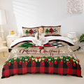 Manfei Plaid Tree Duvet Cover Set Full Size, Wooden Stripe Print Bedding Set 3pcs for Kids Boys Girls Bedroom Decor, Christmas Theme New Year Comforter Cover with 2 Pillowcases,No Comforter