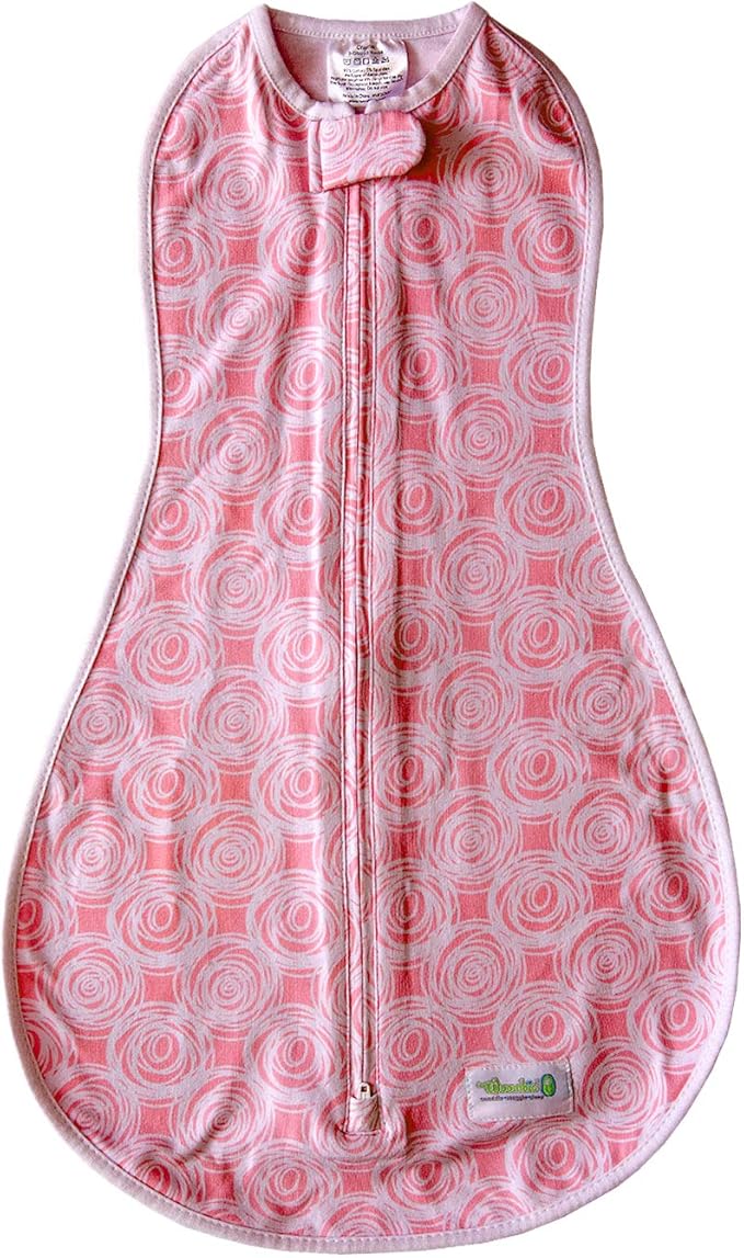 Woombie Original Baby Swaddling Blanket - Soothing, Cotton Baby Swaddle with Zipper - Wearable Newborn Blanket, Mod Roses, 14-19 lbs