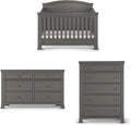 Child Craft Westgate Crib, Double Dresser, and Chest Nursery Set, 3-Piece, Includes 4-in-1 Convertible Crib, Dresser, and Chest (Chelsea Gray)