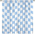 Blue Checkered Curtains,70s Vintage Twisted Checkered Window Drapes Colorful Groovy Trendy Wavy Hippie Grid Print Window Treatments for Kids Girls Bedroom Living Room 63" W X 72" L