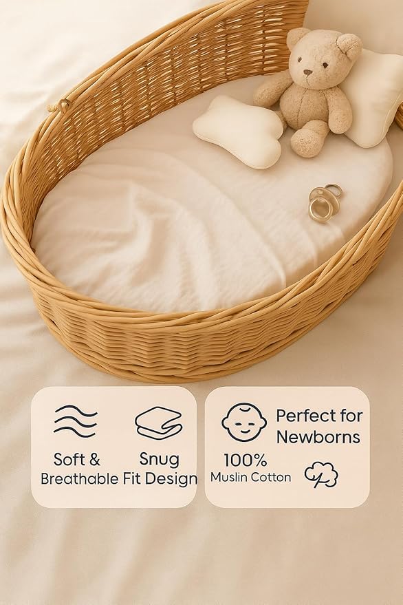 Bassinet Sheets 33x17 Inches 2 Pack Brown & Beige Neutral Bassinet Sheets Boy/Girl, Soft Fitted Bassinet Sheet for Oval & Rectangle Mattress, Stay Snug Design, Gentle, Breathable & Easy to Wash