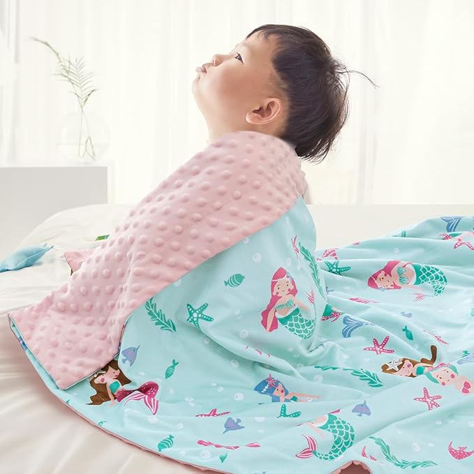 david's kids Micro Fleece Minky Baby Blanket for Girls with Double Layer and Soothing Raised Dots, Breathable and Soft Lightweight Receiving Blanket for Newborns, 30x40 Inches, Mermaid
