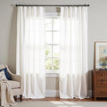 jinchan Linen Blend Curtains 90 inch Length 2 Panels for Bedroom Living Room, Light Filtering 60 inch Wide Farmhouse Drapes with Rod Pocket Back Tab(60W x 90L, Off White)