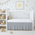 Cottington Lane Light Grey Crib Skirt Dust Ruffle, 100% Natural Cotton, Soft, Durable Nursery Crib Toddler Bedding Skirt for Baby Girls or Boys, Fits Standard Cribs 28" x 52" with 14" Drop