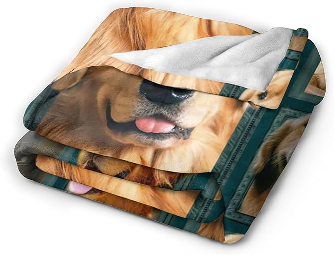 Golden Retriever Blanket - Cute Dog Gifts and Decor for Girls, Women, Kids, Adults - Soft Warm Cozy Fleece Throw for Couch, Sofa, Bed - 80"x60"