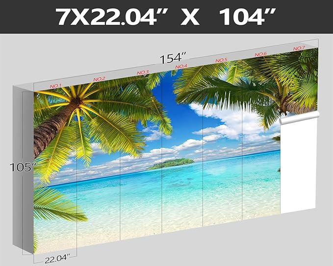 XMPMBM-Beach Palm Tree backsplash Large Decorative Wallpaper Tropical Palm Leaf Bedroom Bathroom Wall Mural- W 154" X H 105"（112 Square Foot）