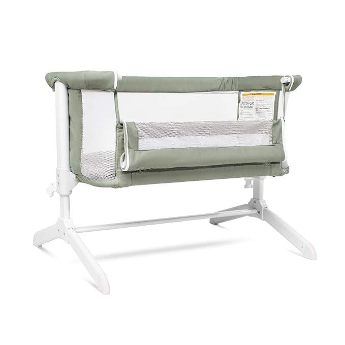 Baby Delight Beside Me Serenity Bassinet | Lightweight Bedside Sleeper & Baby Bassinet | 7-Position Height Adjustment | 100% GOTS Certified Organic Cotton Fabric | Organic Sage