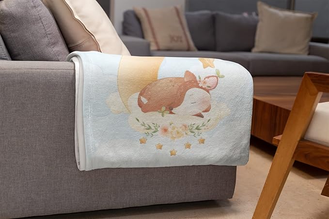 Custom Baby Blankets with Name | Personalized Fawn Newborn Blanket for Baby Girl and Baby Boy | Unisex Warm Soft Sherpa Swaddle Blanket Minky | (Fawn, Sherpa 50"x60")