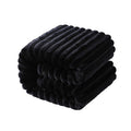 NTBAY Plush Flannel Baby Blanket, Soft and Warm Toddler Blanket with Striped Texture for Stroller, Crib, Travel, 30x40 Inches, Black