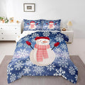 Feelyou Christmas Kids Comforter Set King Size Snowman Purple Blue Gradient Bedding Set Xmas Snowflakes Duvet Quilt for Kids Boys Girls Bedroom Winter Snow Decor Microfiber Ultra Soft Breathable