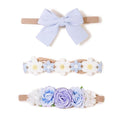 cherrboll Baby Girl Nylon Headbands, 3Pcs Handmade Floral Hair Bows, Stretchy Flower Hairbands for Newborns Infants Toddlers
