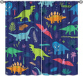 Dinosaurs Blackout Curtains Cute Cartoon Animals Dino Tropical Plant Colorful Art Print for Kids Boys Bedroom Living Room Rod Pocket Decoration Window Drapes 2 Panels W36xL63in