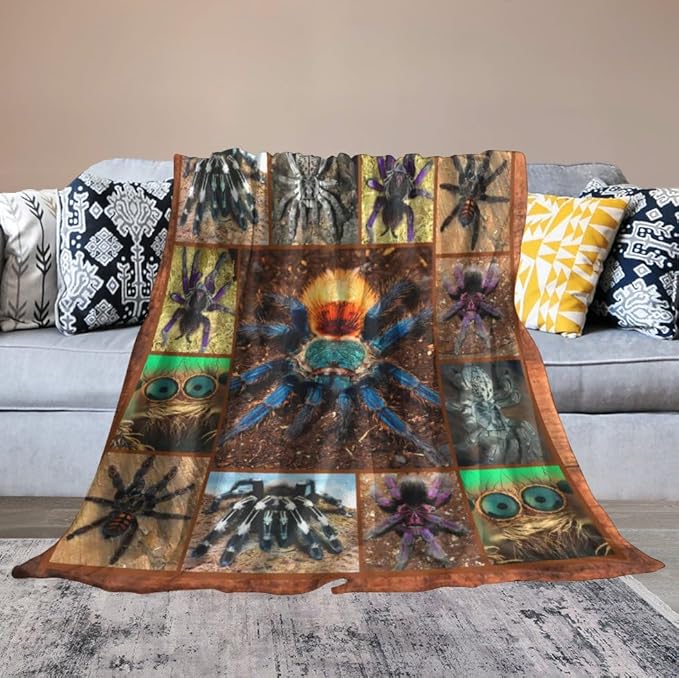 Tarantula Spider Blanket Gifts for Tarantula Lovers Tarantula Throw Blanket for Men Women Kids Adults Soft Warm Cozy Fleece Blanket for Couch Sofa Bed 50"x60"