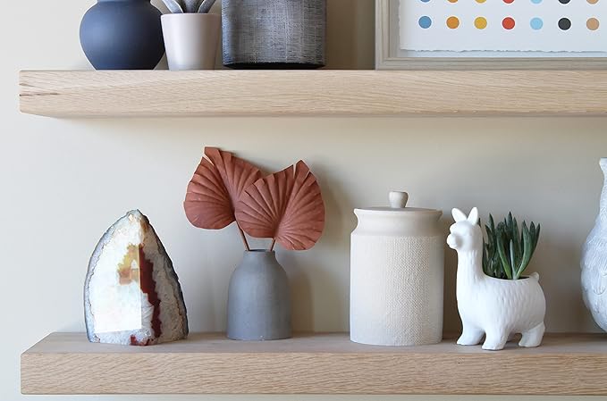 Urban Legacy Unfinished White Oak Floating Shelves | Easy to Install Accent Modern Floating Shelves with Floating Shelf Brackets| Set of 2, (24" x 7" x 2")