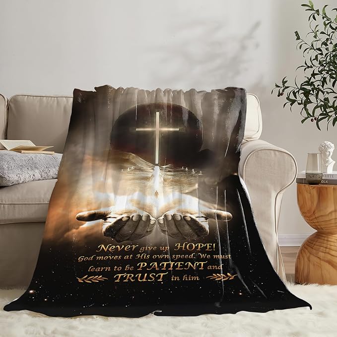 Tijuboni Christian Throw Blanket God Religious Gifts for Women Men Girls Boys Kids Adults Soft Flannel Fleece Blanket for Couch Sofa Bed Home Decor 40"x50"
